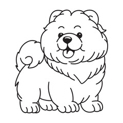 Line art of Chow Chow dog cartoon vector