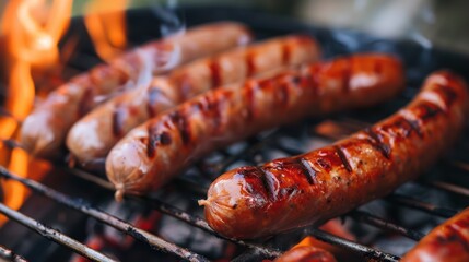 Close-Up of Grilling Sausages on a Barbecue Grill
