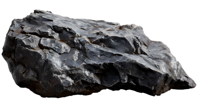 Smooth, rounded stones meteorite with subtle, weathered patterns on its surface. on transparent background