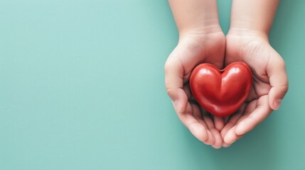 Fototapeta premium Red Heart Held in Open Hands