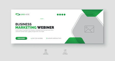 Business webinar facebook cover design template, corporate social media banner timeline.