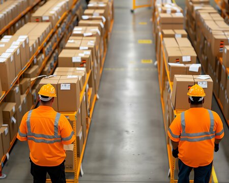 Employees conducting a yearend inventory count, inventory count, stocktaking