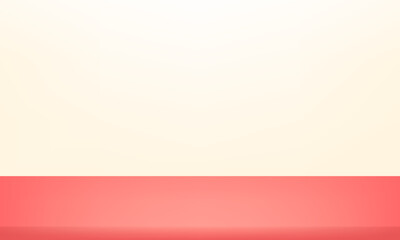 Obraz premium Pink and cream Studio background. Pink and cream Background Empty Room Studio with table. Space for selling products on the website. Vector illustration.