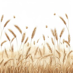 Fototapeta premium A field of golden wheat with some stalks blowing in the wind.