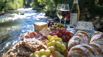 Local delicacies such as freshly baked breads artisanal cheeses and cured meats are served alongside the stream.