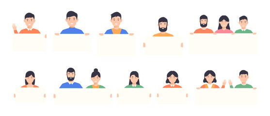 Holding Banner Illustration Set