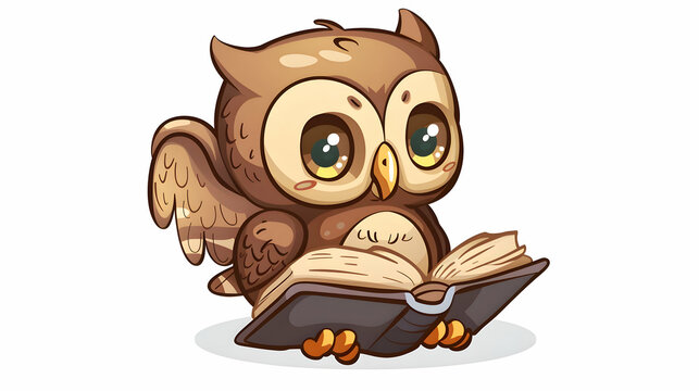 recommend clip art: Cute Cartoon Owl Illustration Reading a Book