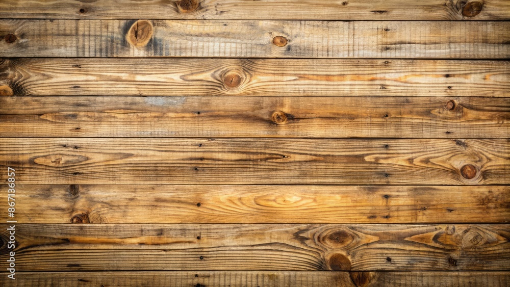 Poster Rustic, weathered wooden floorboard background with subtle grain and texture, featuring a soft, warm, and inviting light wood abstract design. - Posters