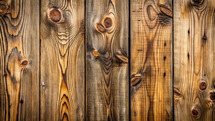 Rustic, weathered wooden planks with prominent knots and cracks juxtaposed against a subtle, abstract wooden floor background texture.