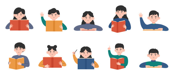 Student Reading A Book Set