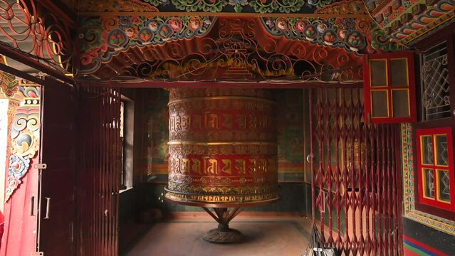 Nepal Boudhanath Stupa Prayer Wheel Slow Motion Stabilizer Forward Buddhist Temple World Heritage Site Kathmandu Valley