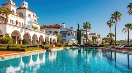 Luxury white hotel and resort mediterranean style