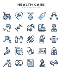 Set of 25 HEALTH CARE Two Color Icons Pack.