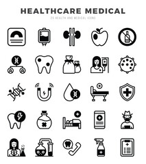 Simple Set of HEALTHCARE MEDICAL Related Vector Lineal Fill Icons.