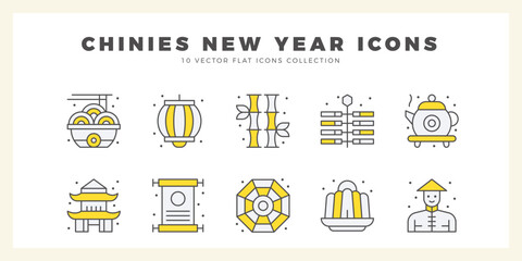 10 Chinese New Year  Two Color icon pack. vector illustration.