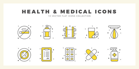 10 Health and Medical Two Color icon pack. vector illustration.