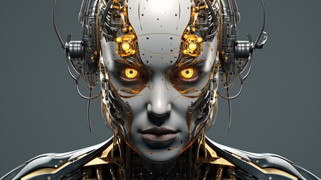 a robot with glowing eyes