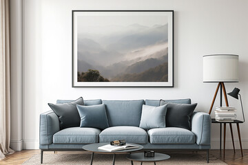 Frame mockup, ISO A paper size. Home Office wall poster mockup. Interior mockup with office background. Modern interior design.