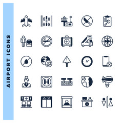 25 Airport Lineal Fill icons pack. vector illustration.