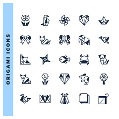 25 Origami Lineal Fill icons pack. vector illustration.