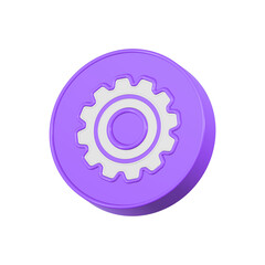 Gear icon, setting symbol 3d blue color