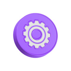 Gear icon, setting symbol 3d blue color