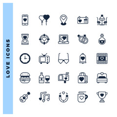 25 Love Lineal Fill icons pack. vector illustration.
