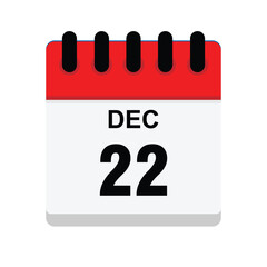 calender icon, 22 december icon with white background