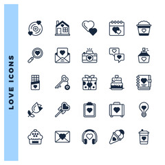 25 Love Lineal Fill icons pack. vector illustration.