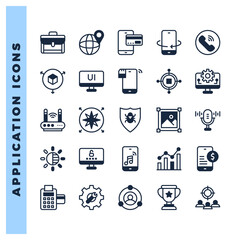 25 Application Lineal Fill icons pack. vector illustration.