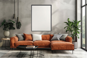 Frame mockup, ISO A paper size. Home Office wall poster mockup. Interior mockup with office background. Modern interior design.