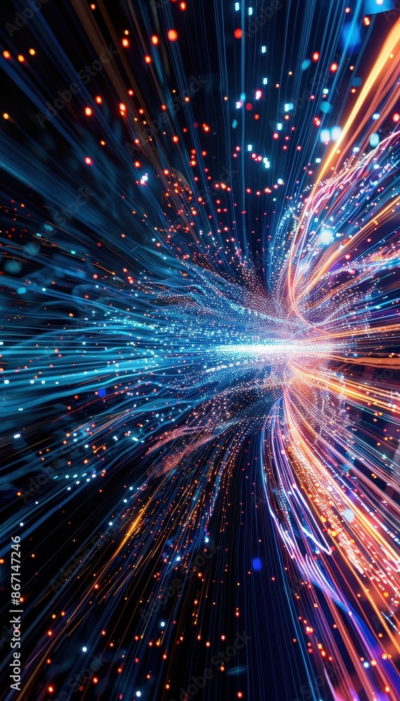 Aufkleber Colorful abstract light streaks in motion, creating a dynamic and energetic visual effect against a dark background.