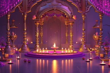 Happy diwali indian festival background with candles