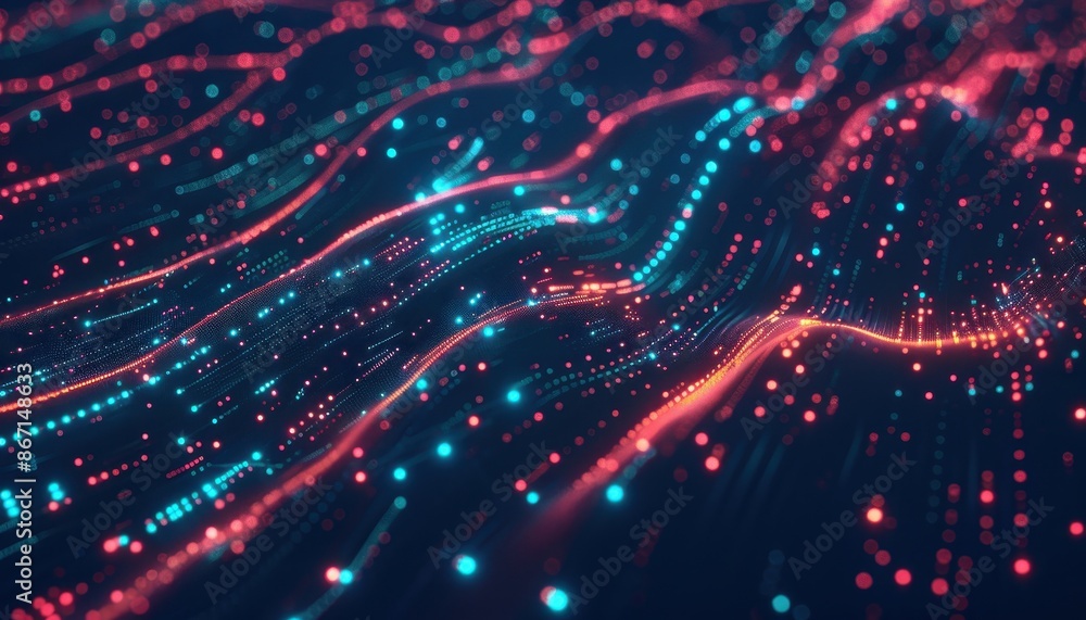 Aufkleber abstract digital data wave background with glowing neon lights. high-tech futuristic cyber concept i