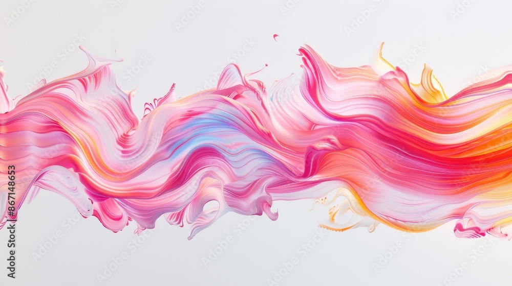 Poster abstract colorful swirl on white background showcasing fluid movement and vibrant hues in a mesmeriz