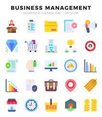 Business Management Flat icons collection. 25 icon set in a Flat design.