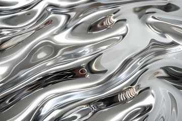 Silver abstract background with wavy pattern created with generative ai
