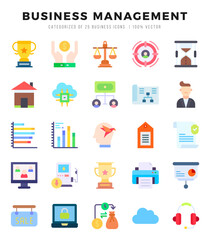 Vector icons set of Business Management. Flat style Icons.