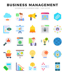 Business Management Icons Pack. Flat icons set. Flat icon collection set. Simple vector icons.