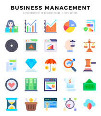 Set of Business Management icons in Flat style. High quality Flat Icons symbol collection.
