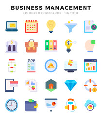 Business Management Flat icons collection. 25 icon set. Vector illustration.