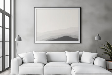 Frame mockup, ISO A paper size. Home Office wall poster mockup. Interior mockup with office background. Modern interior design.