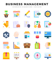 Business Management Flat icons collection. 25 icon set in a Flat design.