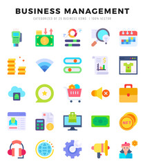 Set of Business Management icons in Flat style. High quality Flat Icons symbol collection.