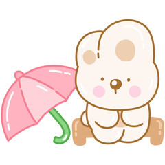 Cute rabbit with umbrella