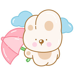 Cute rabbit with umbrella