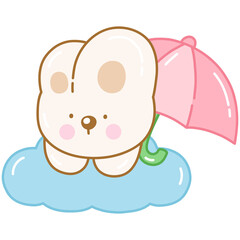 Cute rabbit with umbrella