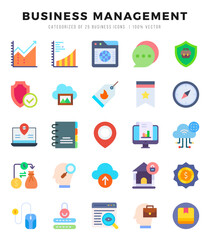 Business Management web icons in Flat style.