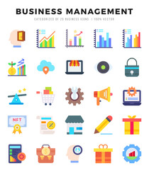 Business Management Flat icons collection. Flat icons pack. Vector illustration