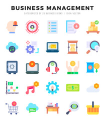Business Management elements. Flat web icon set. Simple vector illustration.